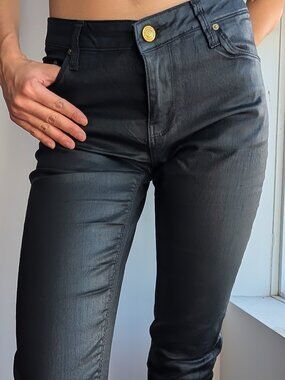Zara High-Rise Black Coated Skinny Jeans